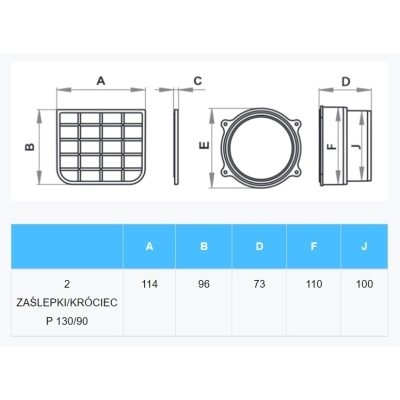 Komplet do odwodnienia liniowego- dwie zaślepki i króciec 130/90